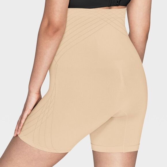 Maidenform NWT Self Expressions Women's Seamless High-Waist Thigh Slimmer Tan M - Picture 4 of 6